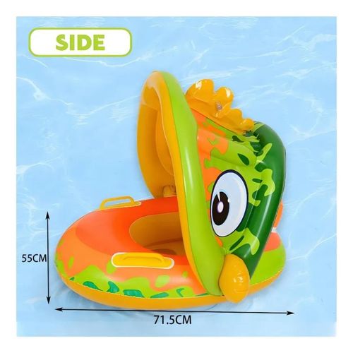 Bouée Bébé Gonflable avec Siège Anti-Retournement & Pare-Soleil – Vert