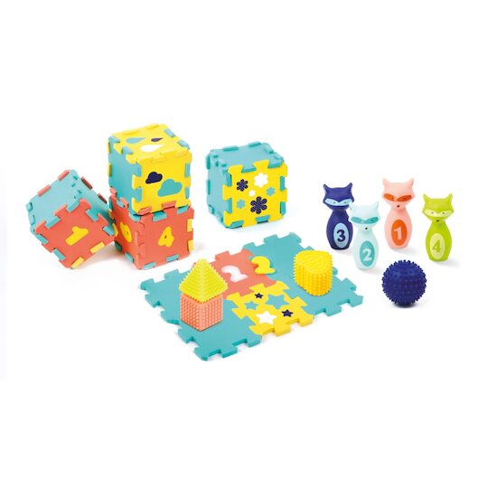 Ludi Coffret d’Activités Bébé – Tapis, Quilles et Formes dès 10 mois