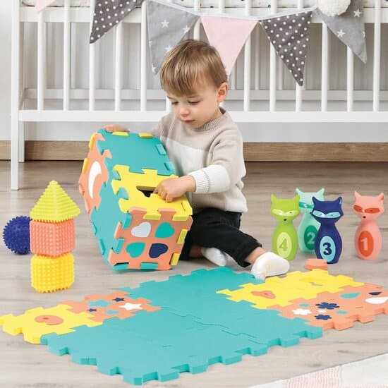 Ludi Coffret d’Activités Bébé – Tapis, Quilles et Formes dès 10 mois