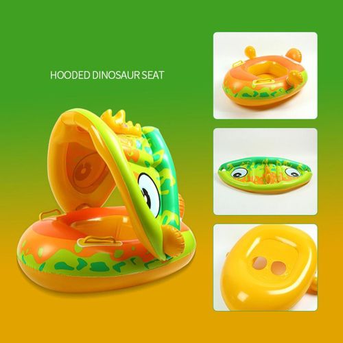 Bouée Bébé Gonflable avec Siège Anti-Retournement & Pare-Soleil – Vert
