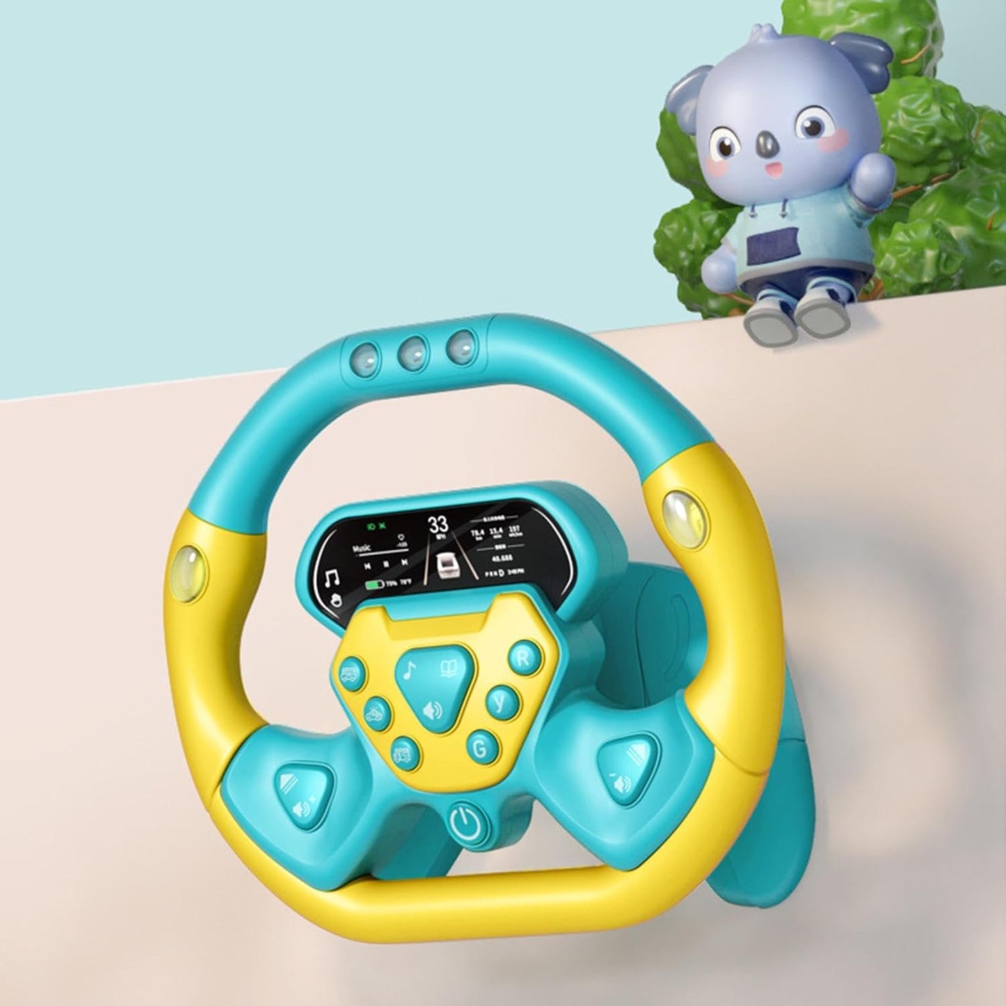 Volant de Voiture Éducatif Musical 360° pour Bébé et Enfant - Vert