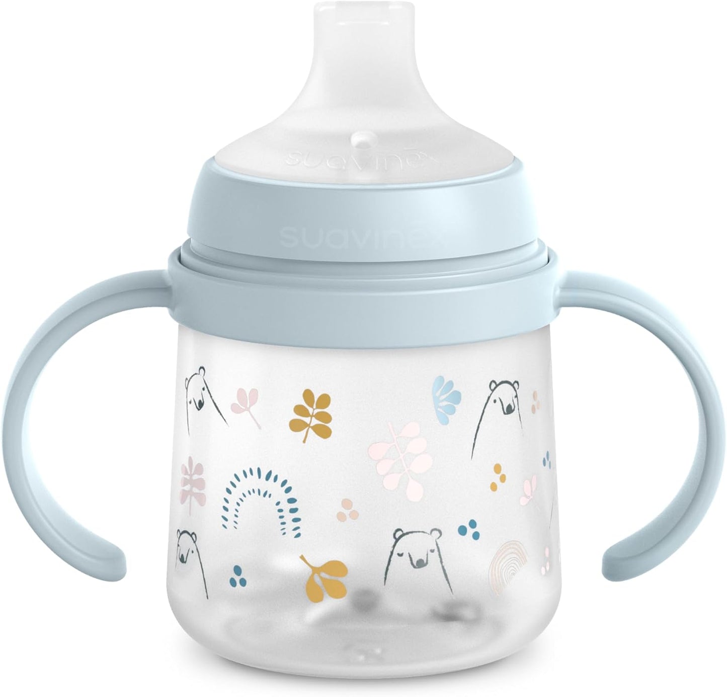 Tasse d'Apprentissage Bleu Suavinex avec Bec Silicone et Anses – 150ml – Ours Bleu