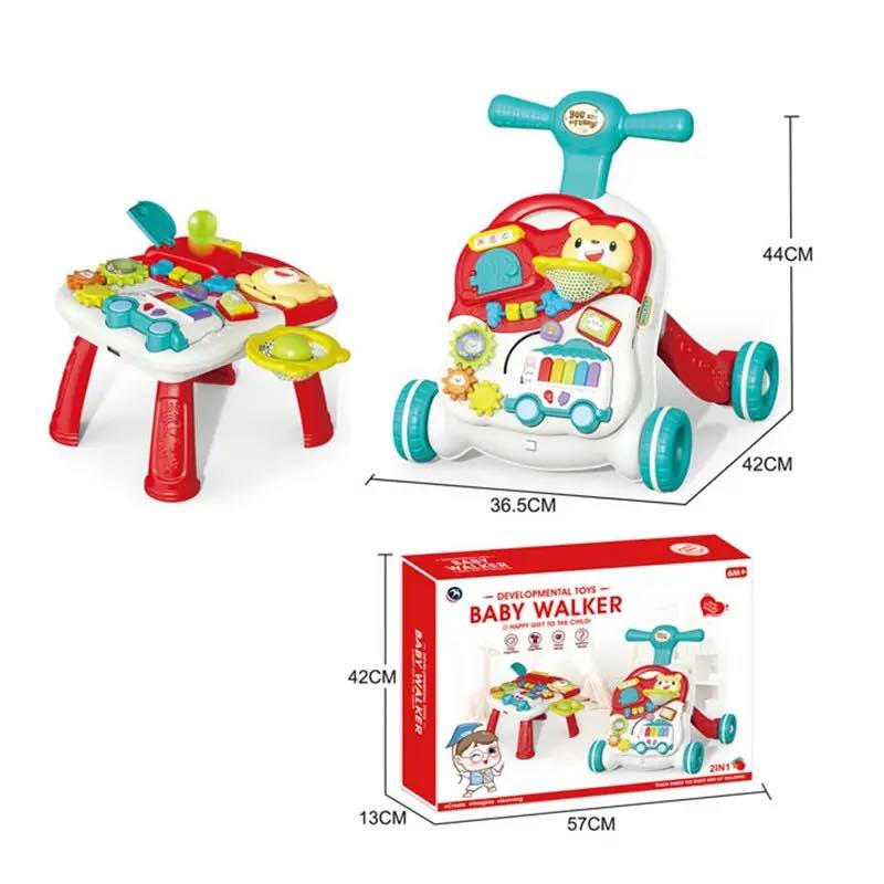 Trotteur Bébé 2 en 1 avec Table d’Activités Musicale