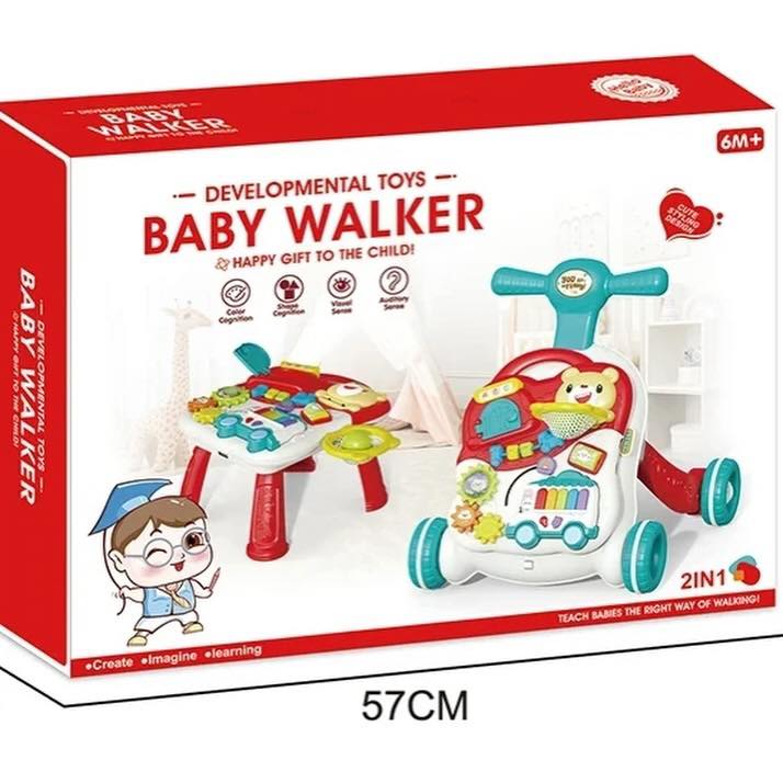 Trotteur Bébé 2 en 1 avec Table d’Activités Musicale