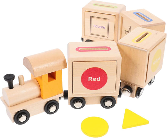 Train en Bois Montessori - Jeu de Tri des Couleurs et des Formes