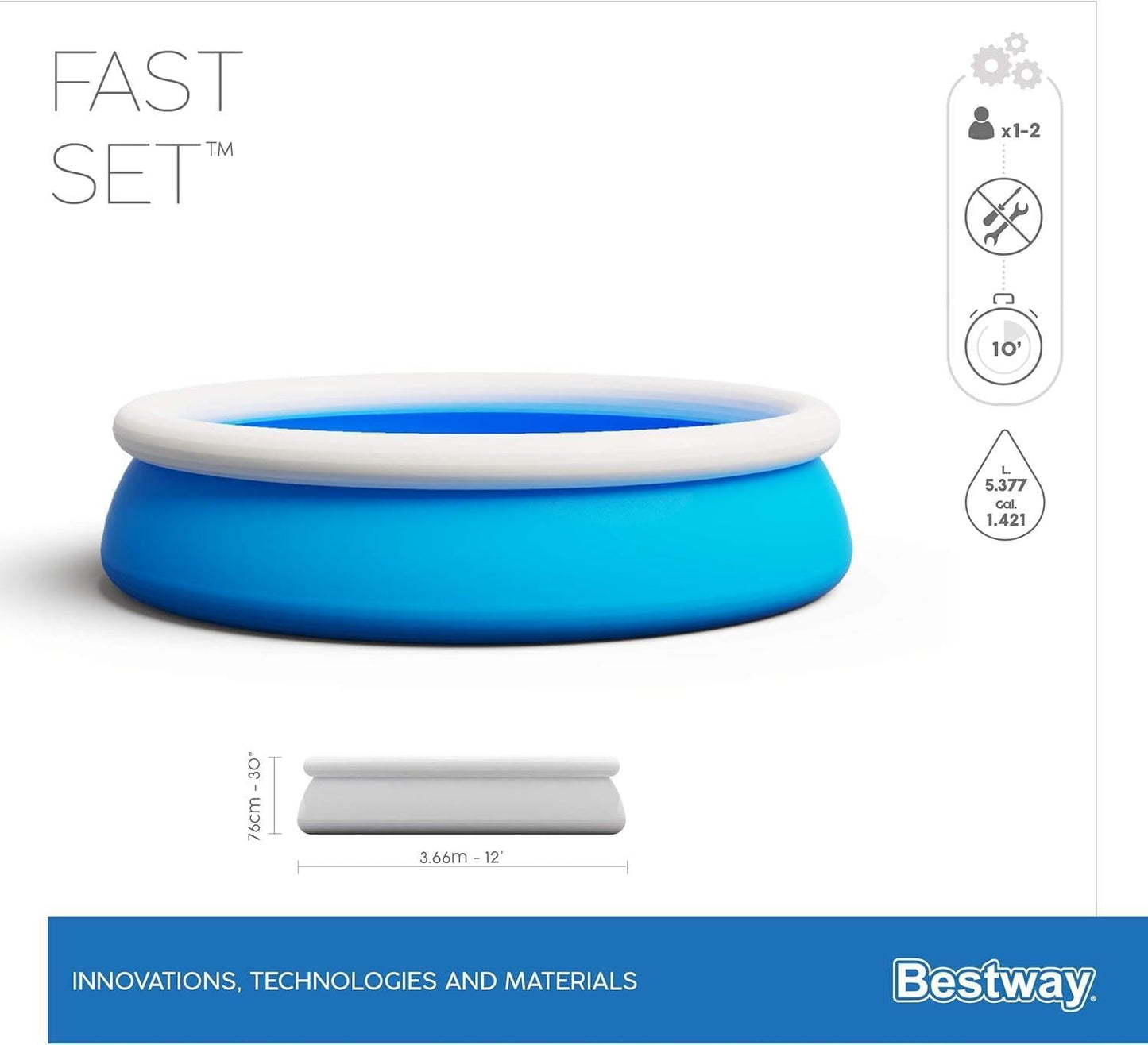 Piscine Gonflable Ronde – Bestway Fast Set™ Ø 366 x 76 cm