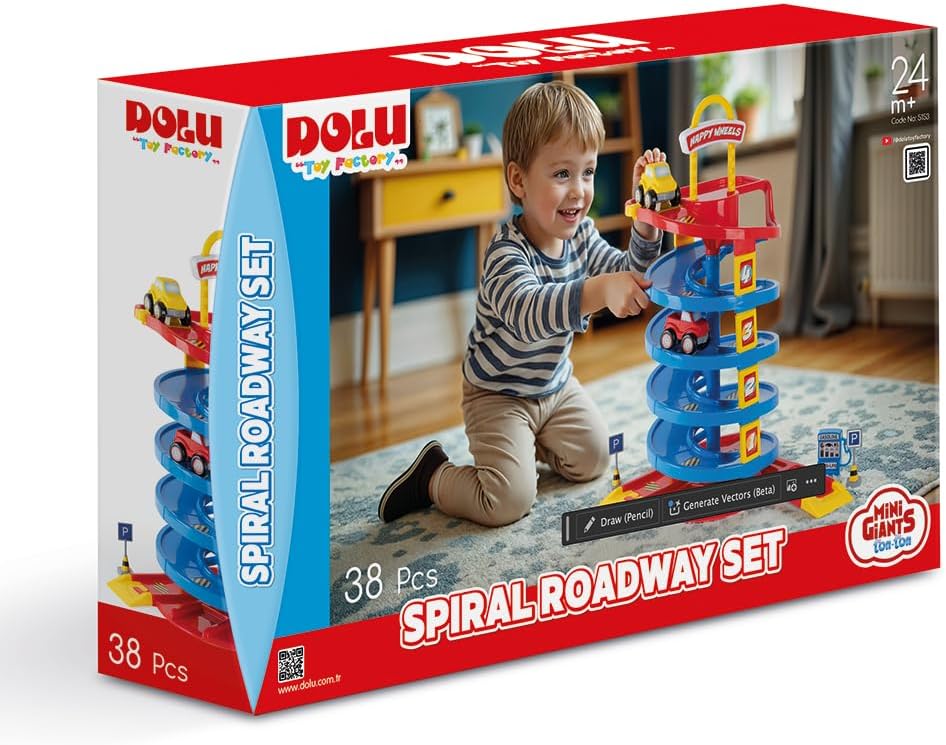 Circuit de Voitures Spirale – Dolu (38 pièces)