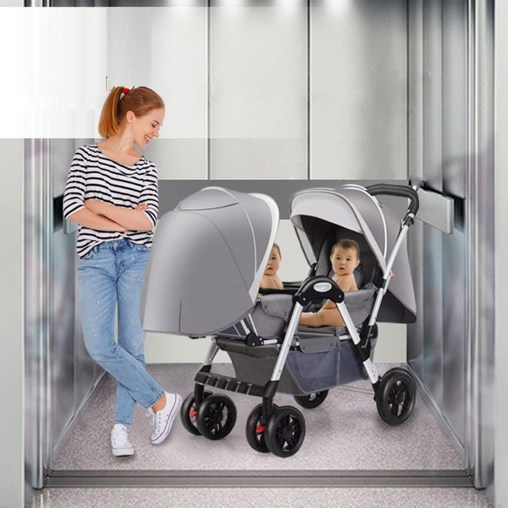 Poussette Double Tandem Shenma - Gris
