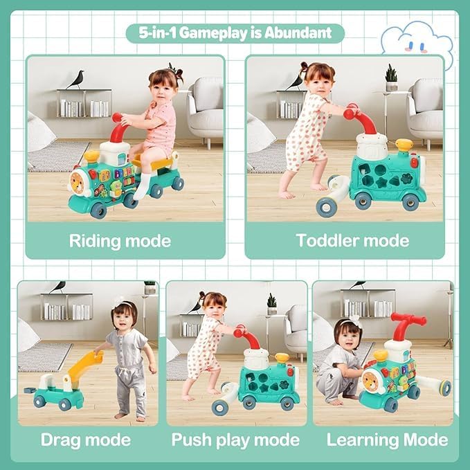 Baby Walker Train – Trotteur Musical 5 en 1 Vert - Bibi-Irn