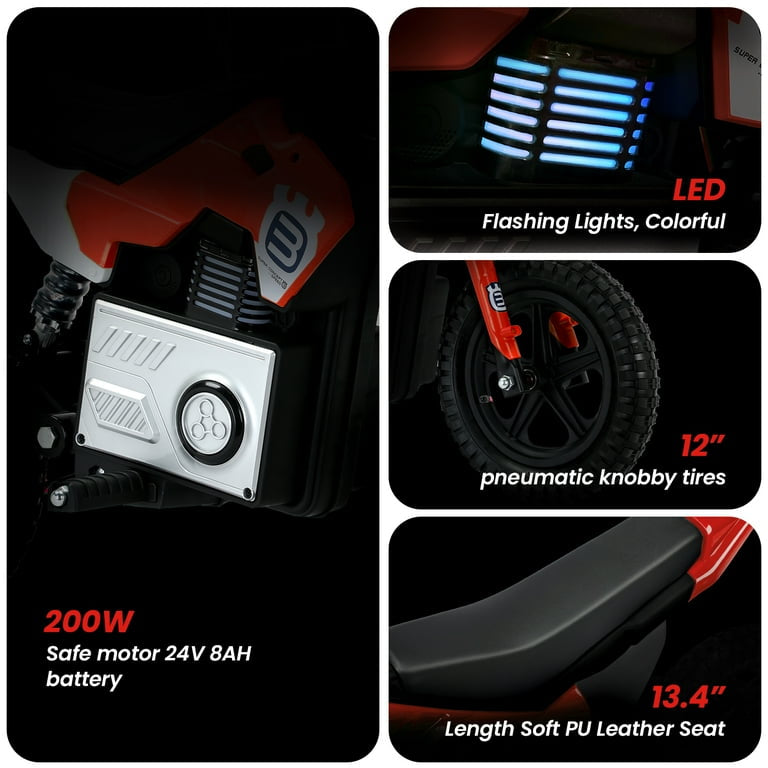 Moto Cross Électrique Enfant – 24V Pneus en Caoutchouc