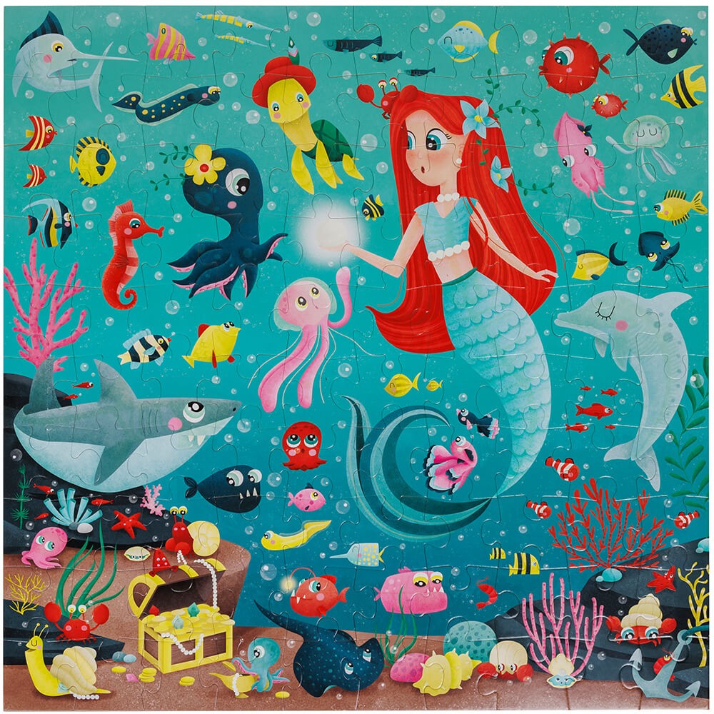 Puzzle Phosphorescent Sirènes 100 Pièces – Glow in the Dark, Boîte Ronde