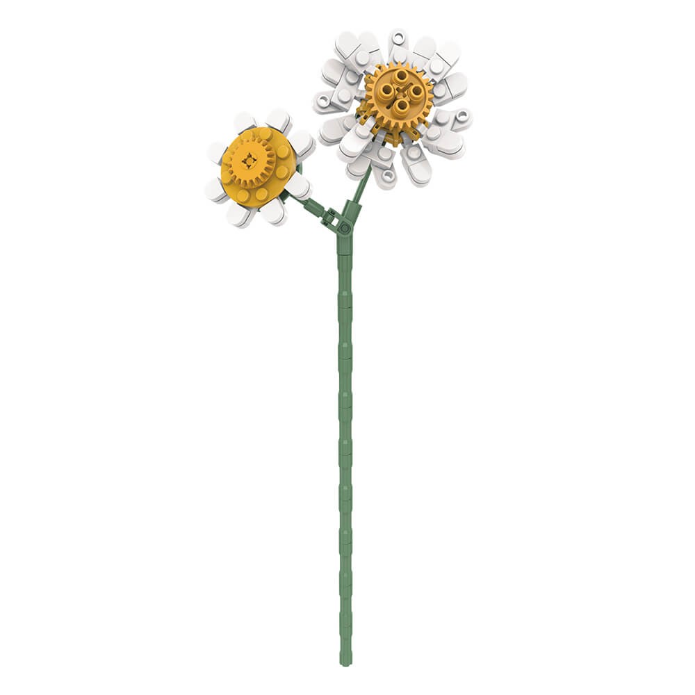Fleur Chrysanthème Blanc et Jaune en Briques à Construire – 106 Pièces