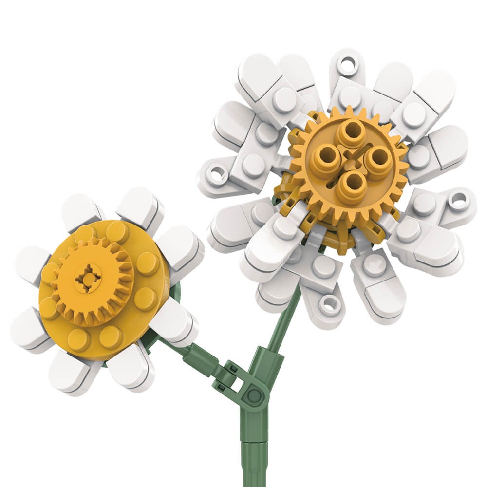 Fleur Chrysanthème Blanc et Jaune en Briques à Construire – 106 Pièces