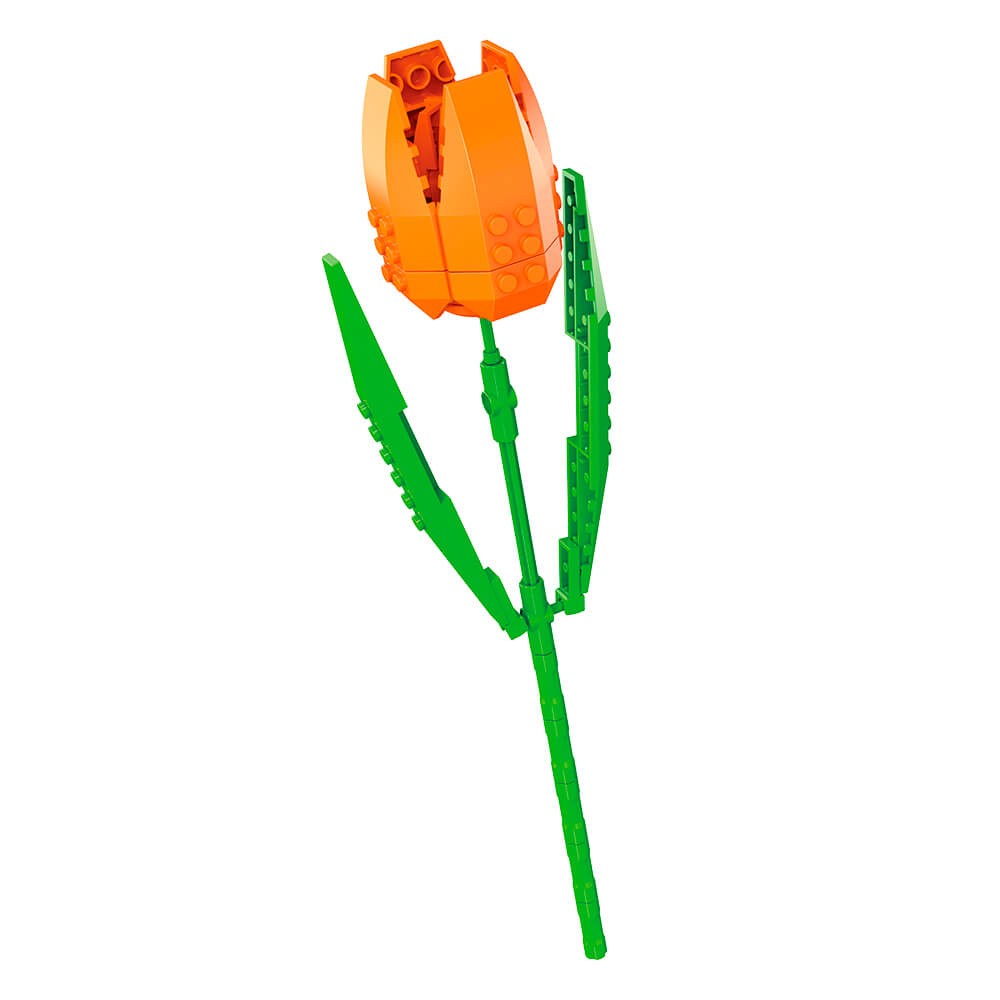 Tulipe Orange en Briques à Construire – 62 Pièces, 8 Ans et Plus