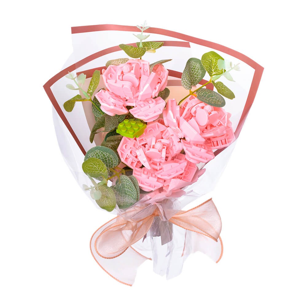 Bouquet de Fleurs Roses en Briques à Construire – 234 Pièces
