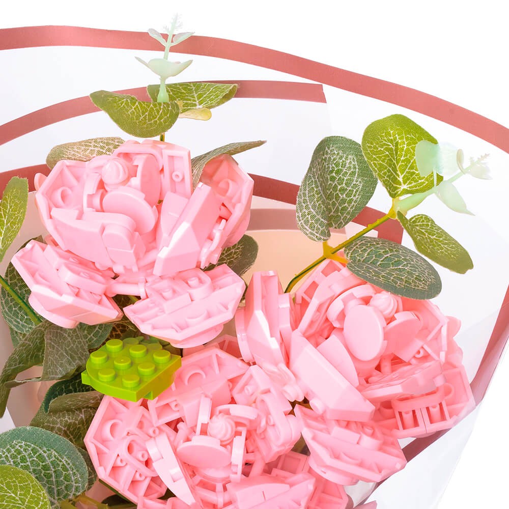 Bouquet de Fleurs Roses en Briques à Construire – 234 Pièces