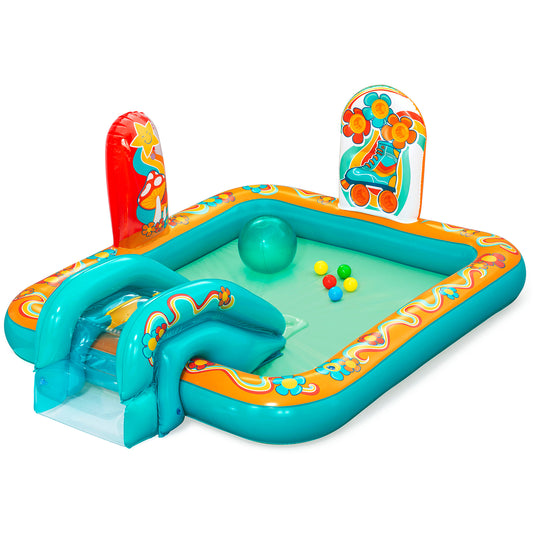 Bestway Piscine Gonflable Parc de Jeux Hippie avec Toboggan – 193 x 152 x 74 cm (2+ ans)