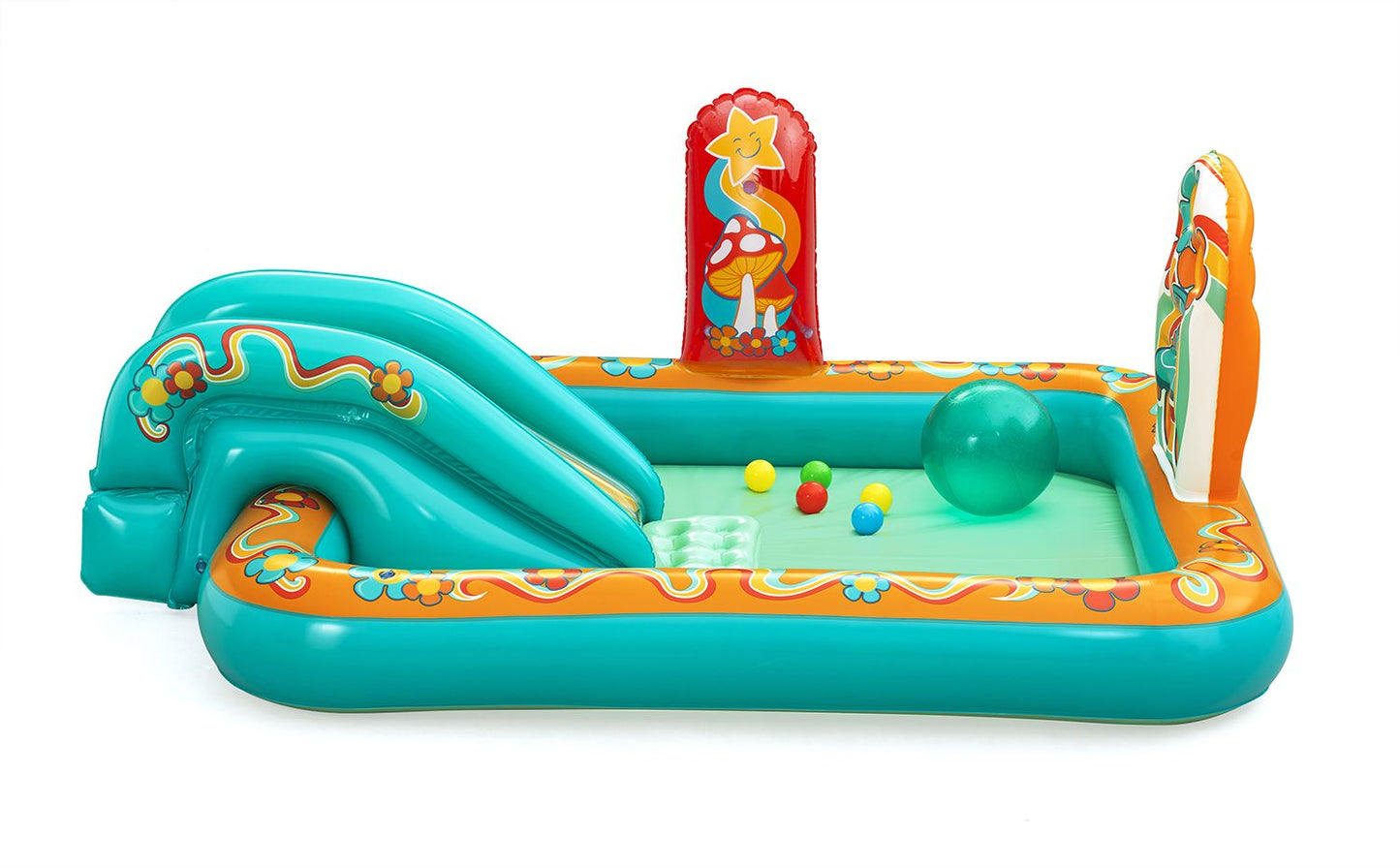 Bestway Piscine Gonflable Parc de Jeux Hippie avec Toboggan – 193 x 152 x 74 cm (2+ ans)