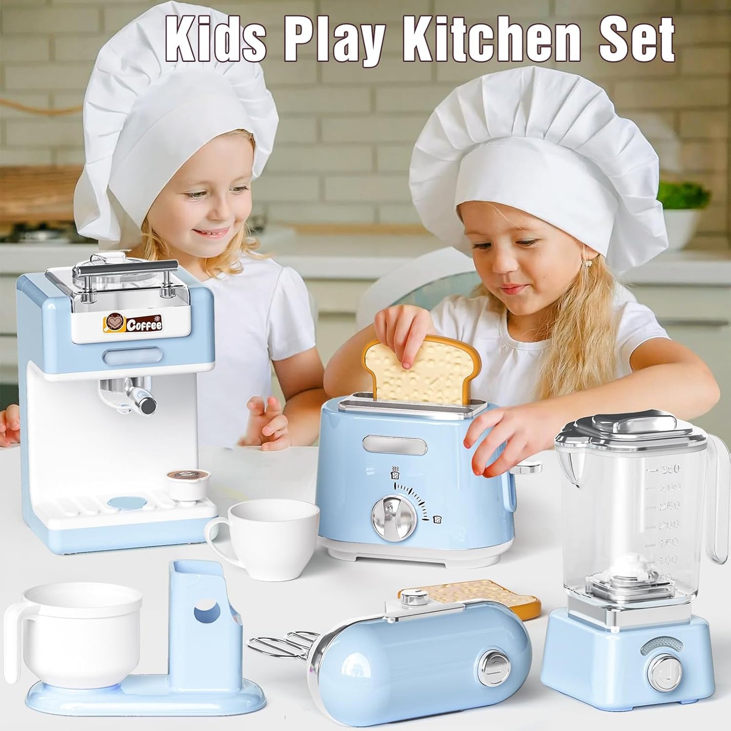 Kit Cuisine Enfant – Cafetière, Mixeur, Batteur Grille-Pain