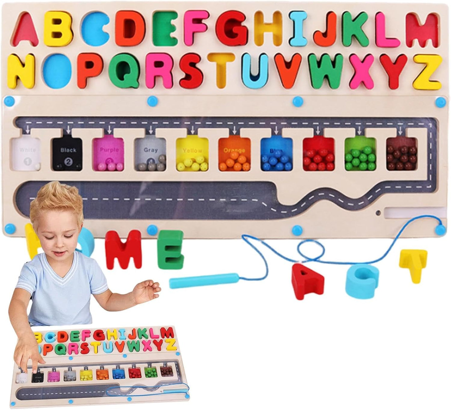 Labyrinthe Alphabet en Bois Montessori – Puzzle Éducatif