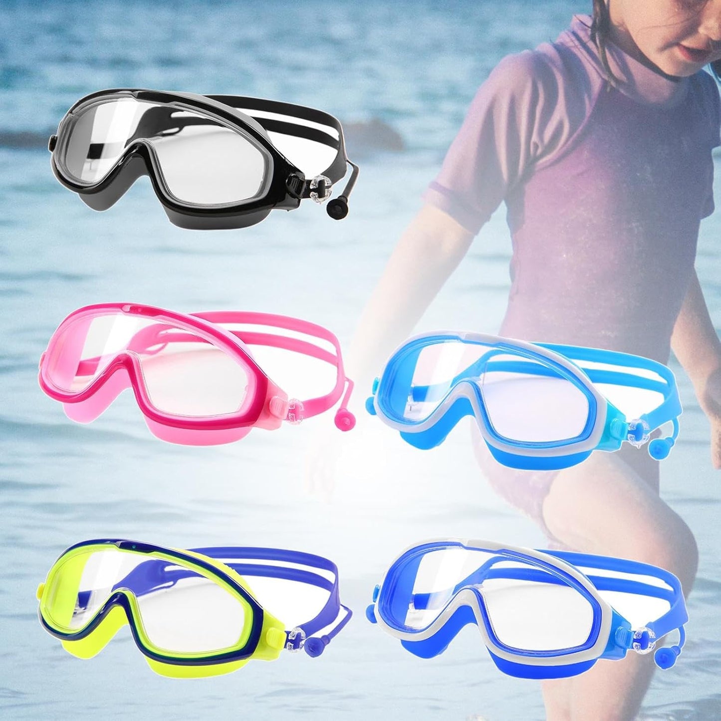 Lunettes de Natation Grand Ecran Anti-Buée avec Étui – 6A+