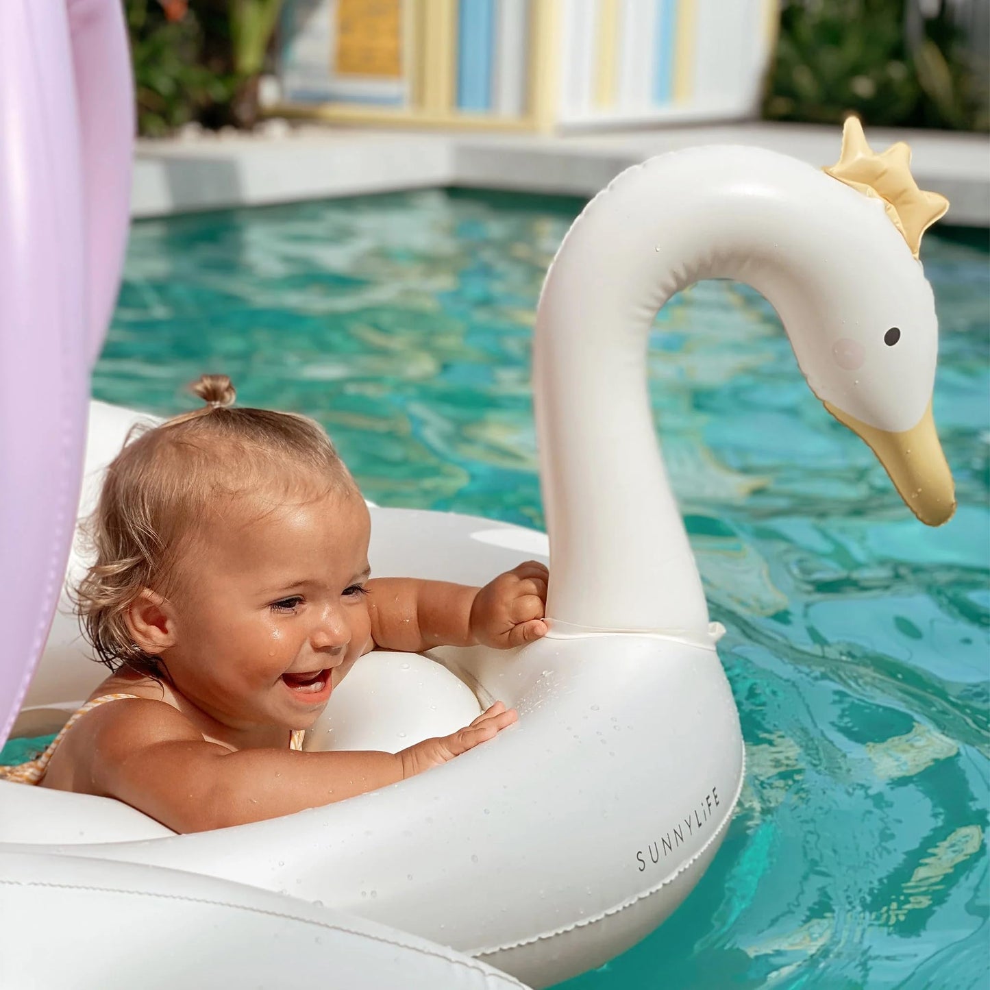 Bouée Multicolore Cygne Princesse Sunlife avec Pare-Soleil