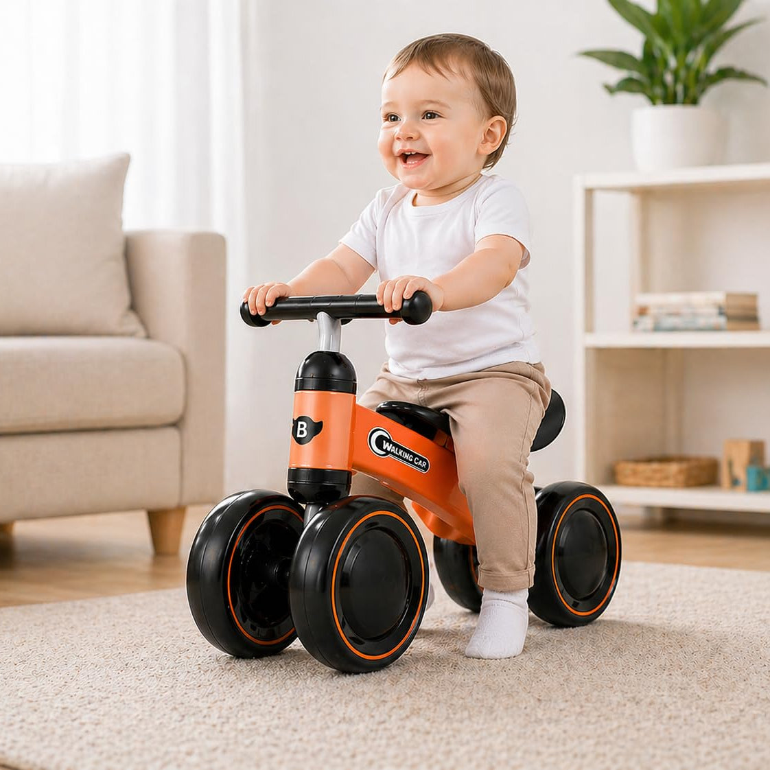 Push Ride On Car pour Bébé – Vélo d’Équilibre 4 Roues Sans Pédales 1-2 Ans
