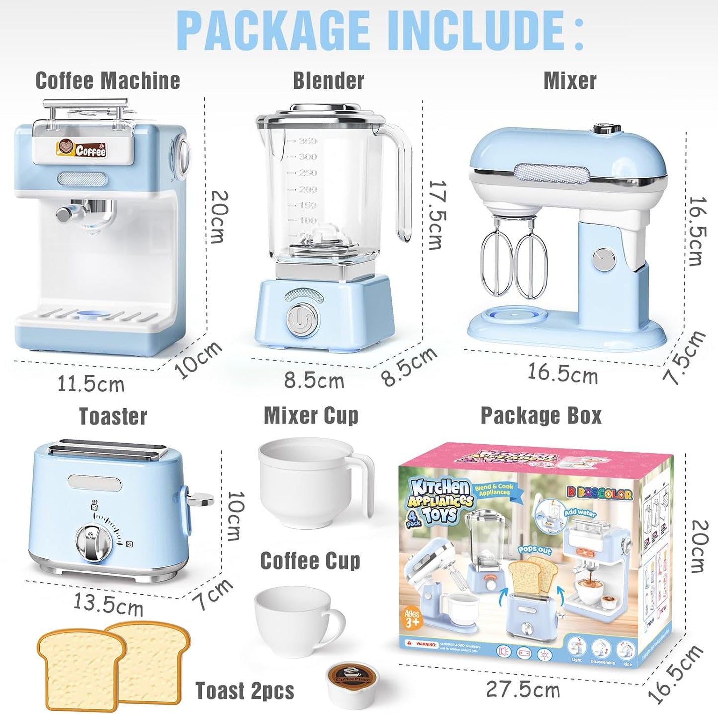 Kit Cuisine Enfant – Cafetière, Mixeur, Batteur Grille-Pain
