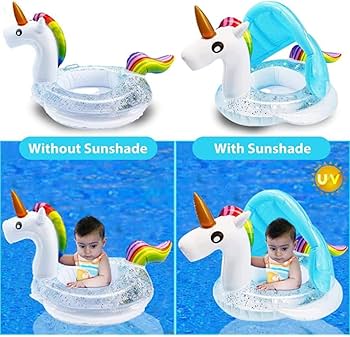 Bouée Siège Bébé Licorne avec Auvent et Paillettes – 8M+