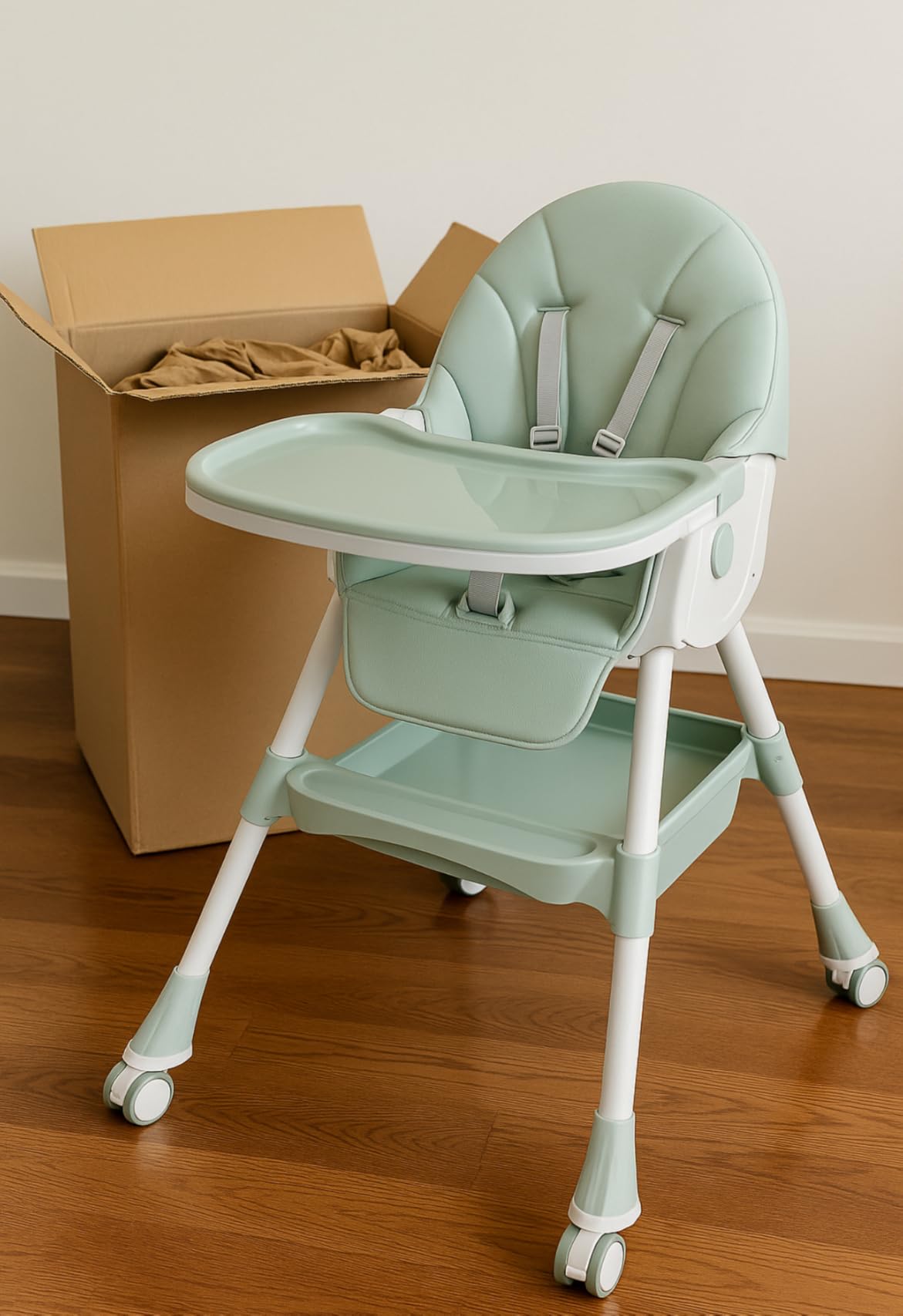 Chaise haute évolutive 5-en-1, pliable et facile à nettoyer