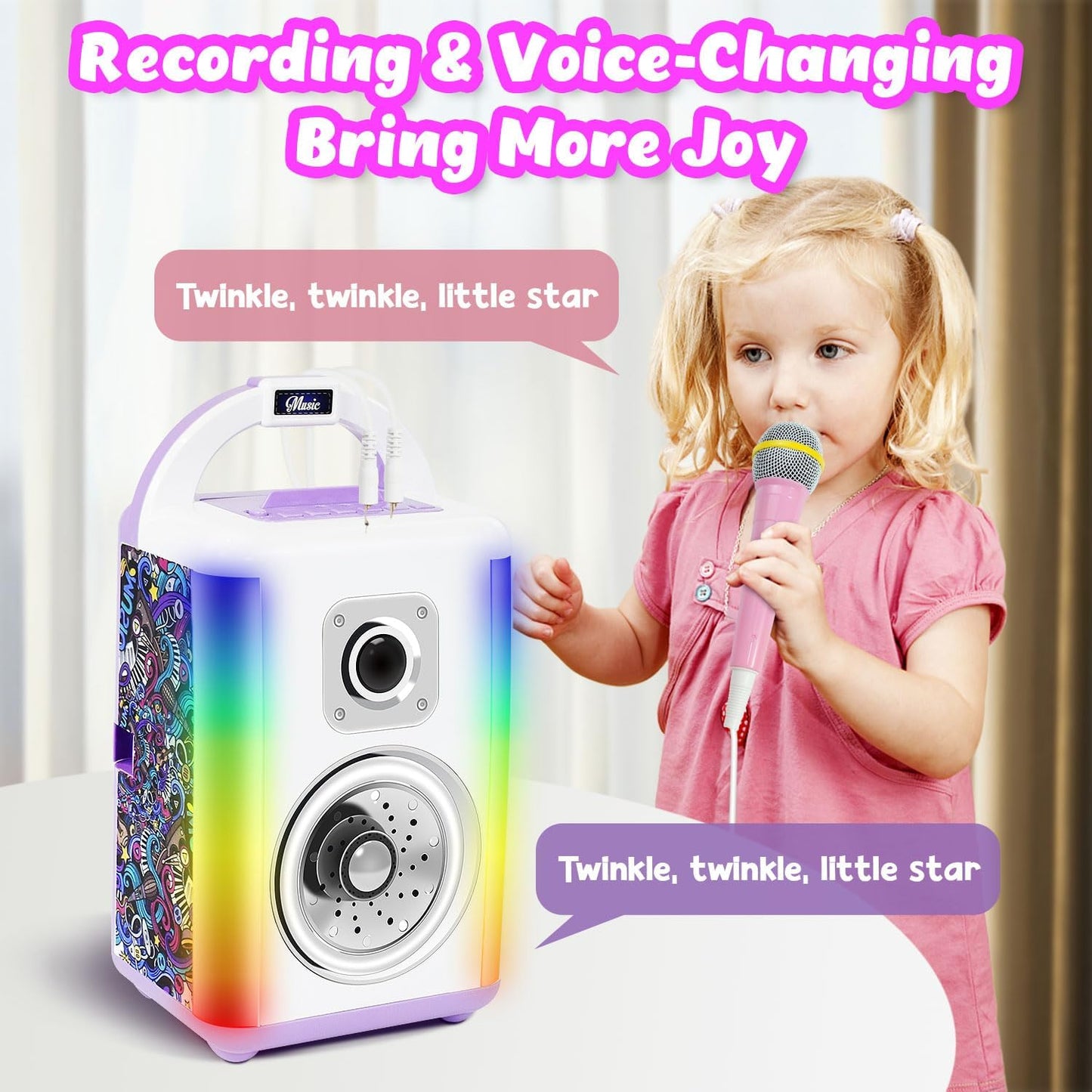 Machine de Karaoké BAKAM pour Enfants avec Microphones