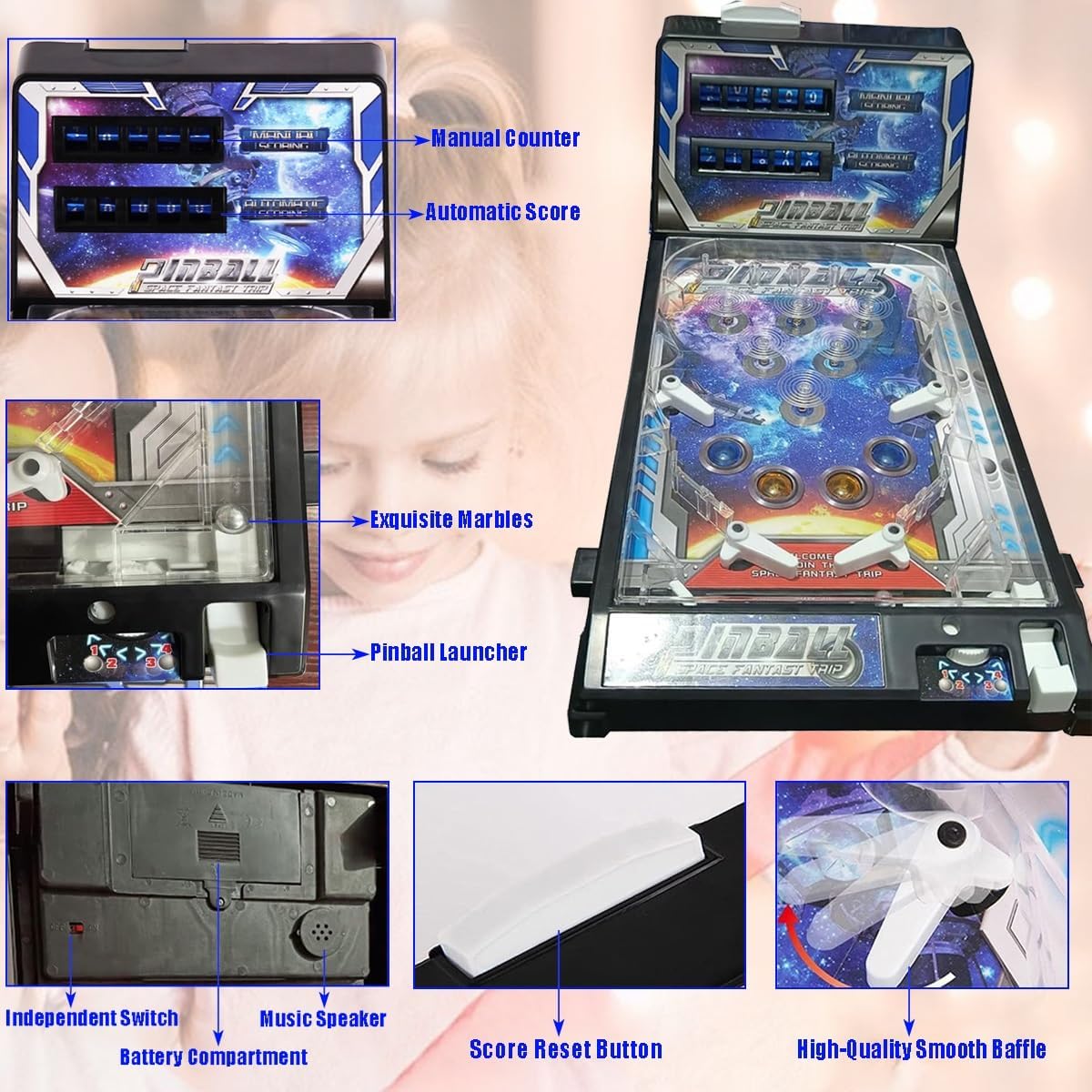 Machine de jeu de flipper de table –  avec lumières et sons