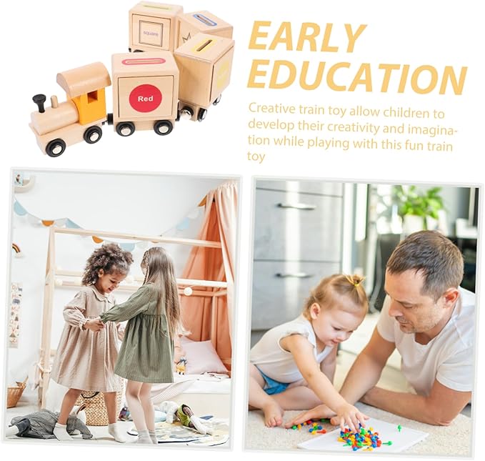 Train en Bois Montessori - Jeu de Tri des Couleurs et des Formes