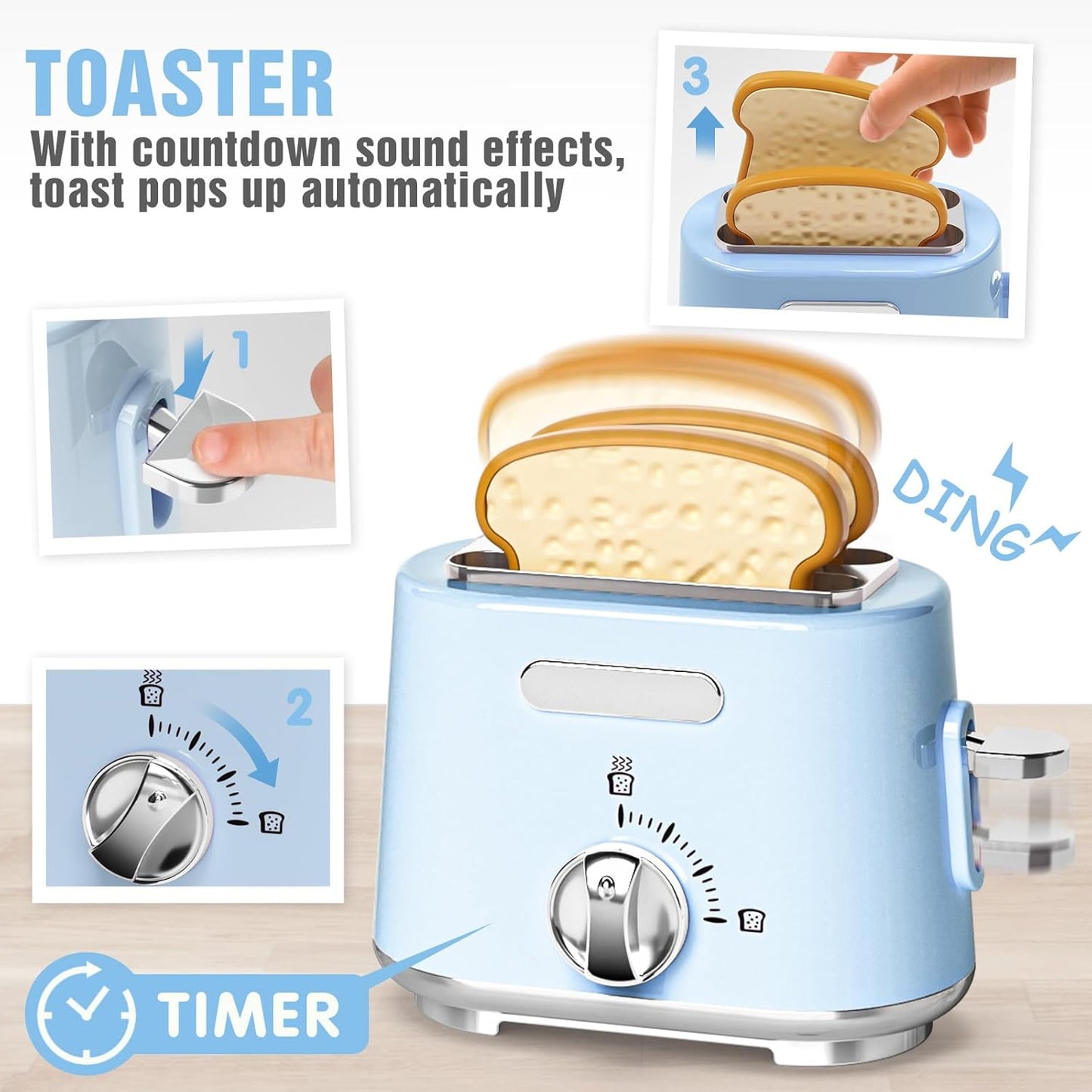 Kit Cuisine Enfant – Cafetière, Mixeur, Batteur Grille-Pain