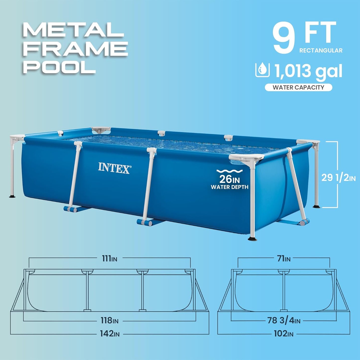 Piscine Hors Sol Rectangulaire – Intex Metal Frame Junior 300 x 200 x 75 cm