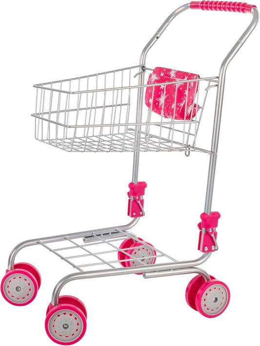 Chariot de courses pliable Idena avec détails roses