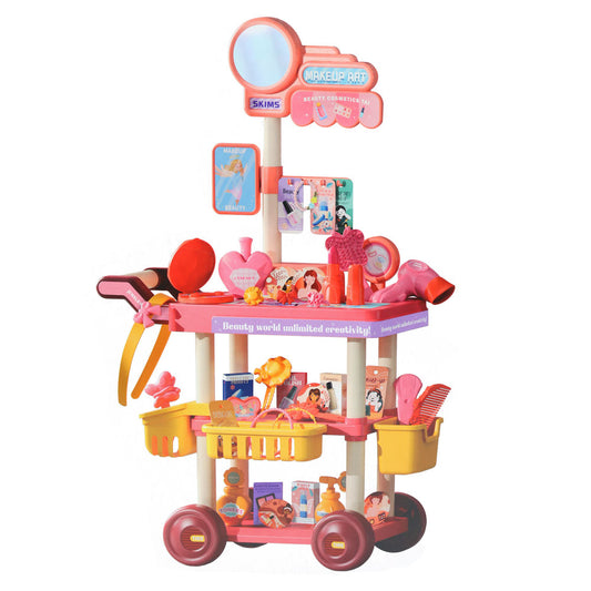 Coiffeuse Jouet Fille 68PCS avec Chariot – Kit Maquillage & Princesse