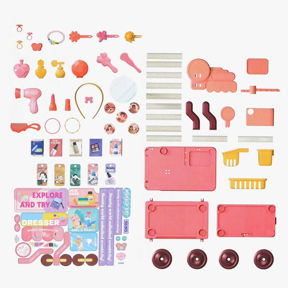 Coiffeuse Jouet Fille 68PCS avec Chariot – Kit Maquillage & Princesse