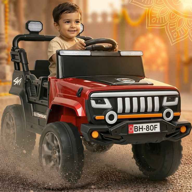 Voiture Électrique 4 Moteurs 12V pour Enfants Rouge – Télécommande, Musique & Éclairage LED