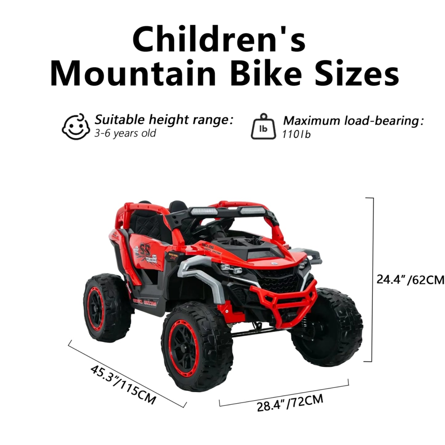 Buggy Électrique Tout-Terrain Enfant 12V – UTV 2 Places avec Télécommande et Suspensions