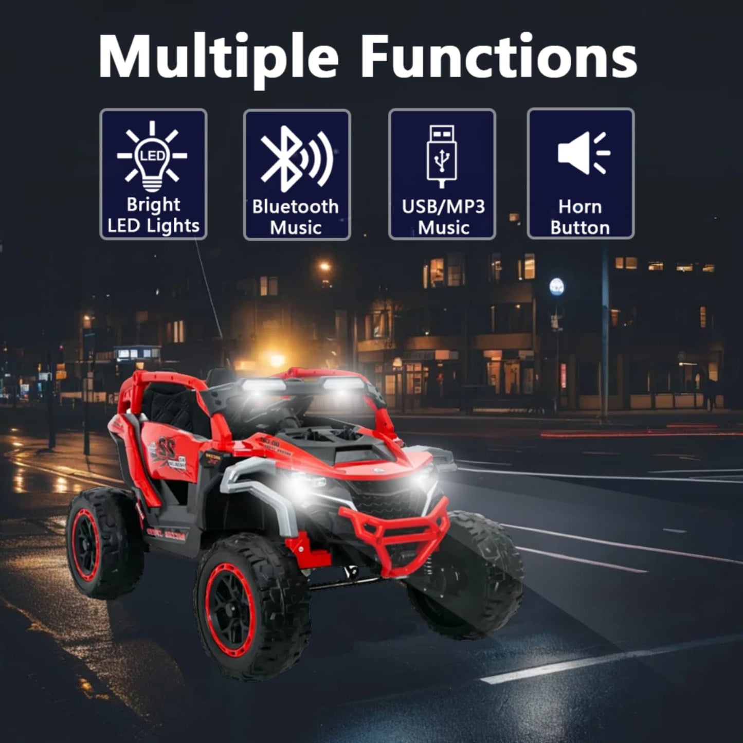 Buggy Électrique Tout-Terrain Enfant 12V – UTV 2 Places avec Télécommande et Suspensions