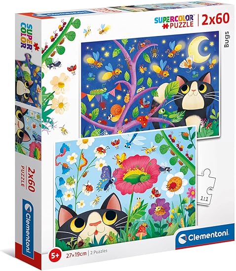 Clementoni – Puzzle SuperColor Bugs – 2 x 60 pièces
