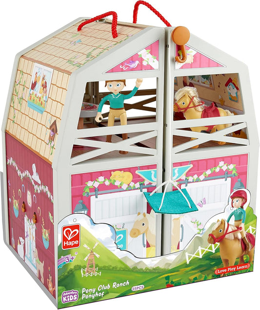 Hape Ranch Pony Club – Maison de Poupée avec Écurie Dépliable