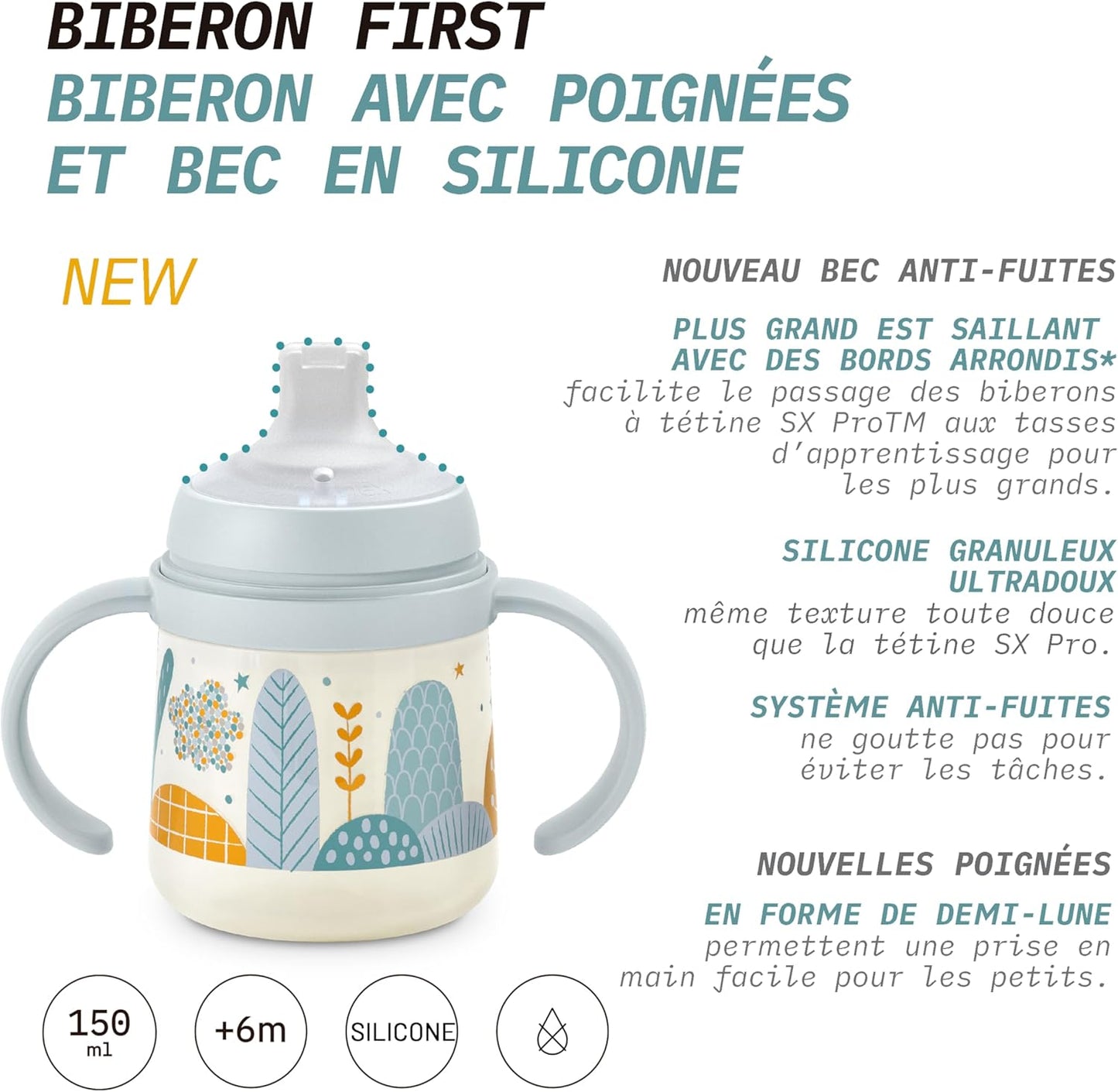 Biberon d’Apprentissage Suavinex First 150 ml – Dès 6 mois