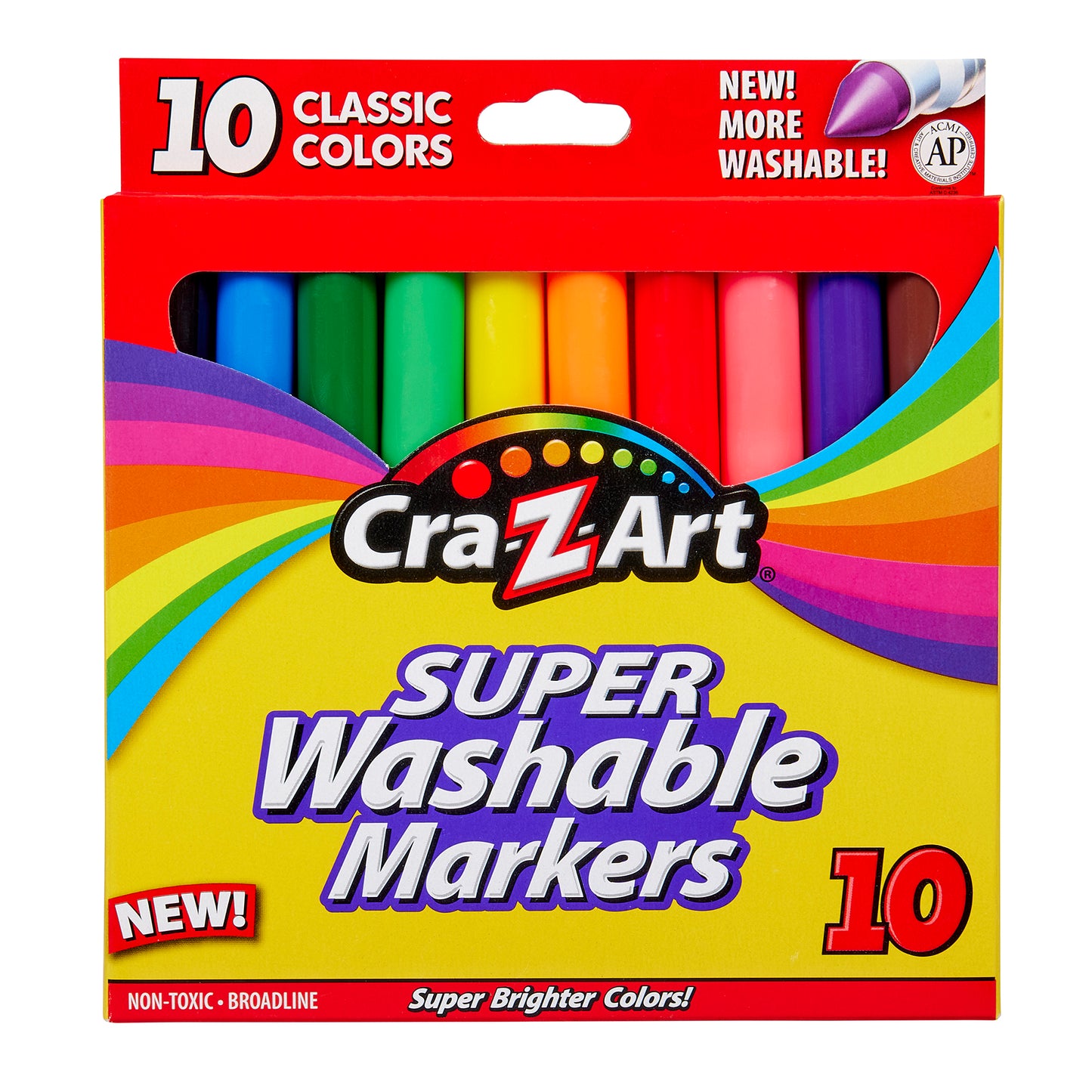 Cra-Z-Art – 10 Feutres Super Lavables à Pointe Large