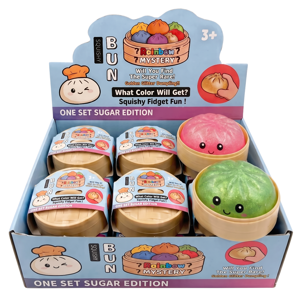 Squishy Bun Mystère – Petit Dumpling Surprise dans son Panier Vapeur (1 Unité)