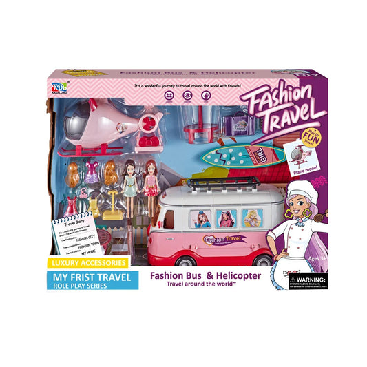 Ensemble de voyage en bus et hélicoptère