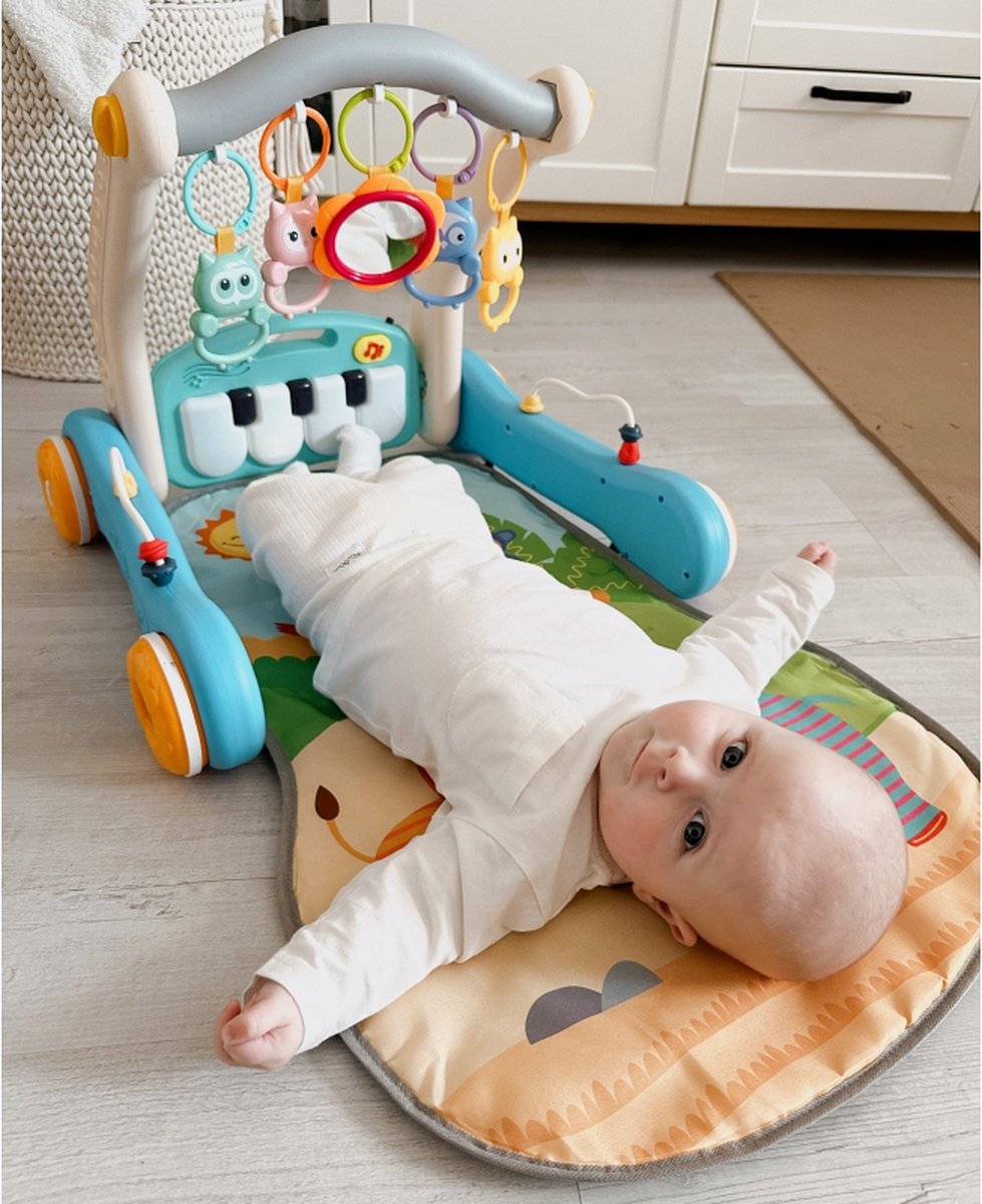 Trotteur & Baby Gym 2 en 1 Safari avec Piano – Tapis d’Éveil Interactif pour Bébé - Huanger