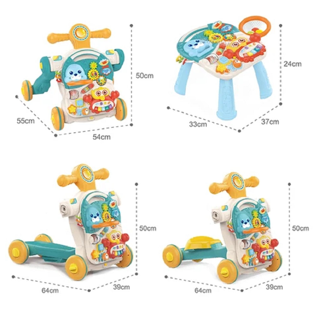 Trotteur Bébé 4 en 1 avec Table d’Activités Vert - Huanger