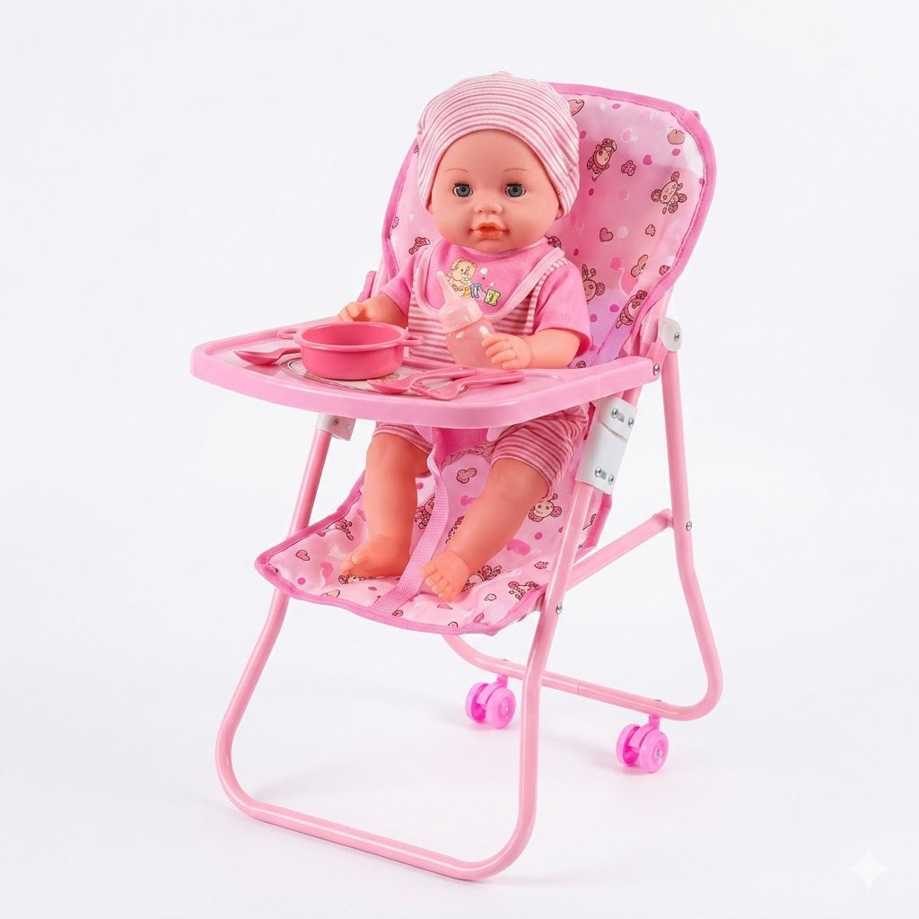 Coffret Poupon Interactif “Mon Premier Bébé” – Chaise Haute & Dînette